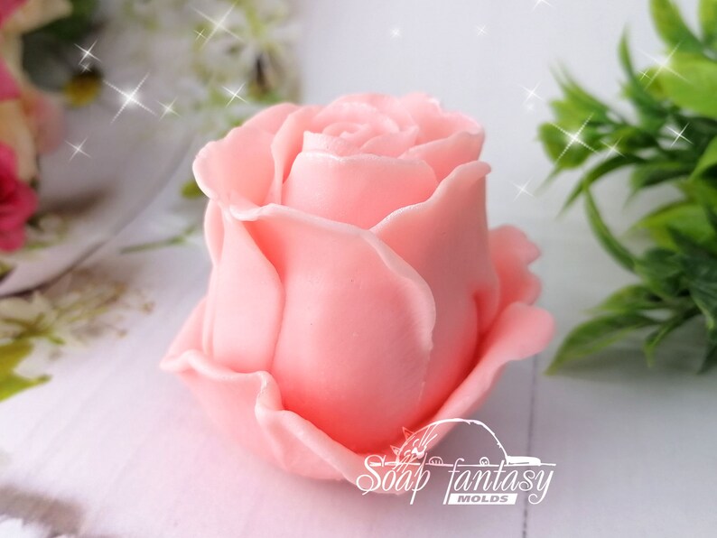 May include: A pink rose soap mold, perfect for creating realistic-looking soap roses. The mold is made of high-quality silicone and is easy to use and clean.