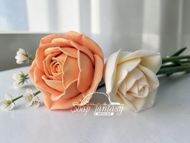 Stampo per sapone a forma di rosa – Stampo in silicone 3D a forma di fiore per sapone, candele, cera fusa, design floreale realistico – Rosa “Annette” immagine 8