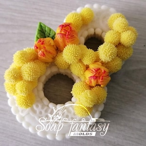8 with mimosa and tulips Silicone Soap Mold - Handmade, Custom for Crafts & Hobby