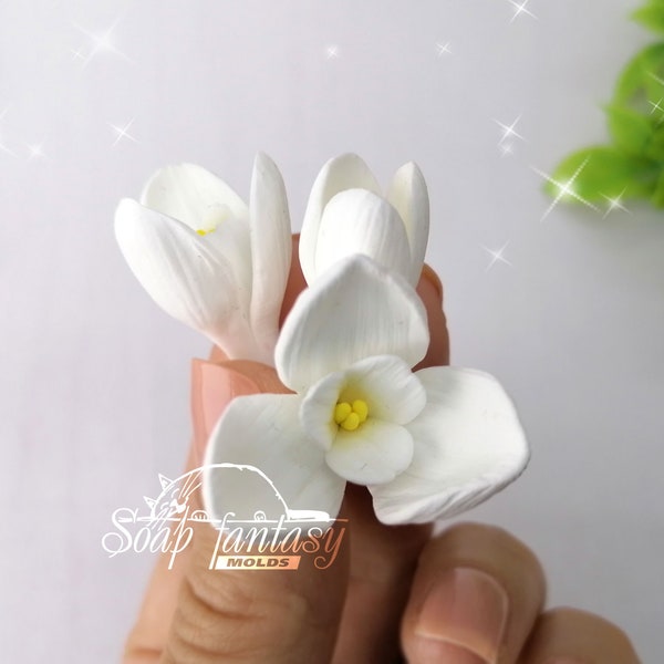 Snowdrop (mini) 3 flowers silicone soap mold - for soap making (Made of high quality silicone)