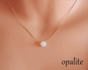 Bridesmaid gift moonstone necklace gold Dainty gold necklace Dainty opalite Necklace dainty opalite choker moonstone choker opalite jewelry