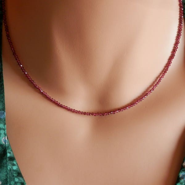 natural Ruby Necklace, personalized mothers gift,  July Birthstone