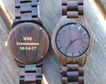 Personalized Engraved Wood Watch, Wooden Watch for Men, 5th Anniversary Gifts for Him, Husband Gift, Boyfriend Gift, Birthday Gifts for Him