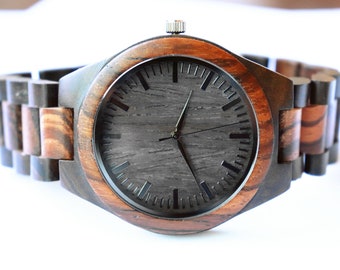 Regalos para él, reloj de madera, regalo de marido, regalo de novio, relojes de madera para hombres, regalos de padrinos de boda, reloj de madera para él, venta de gracias