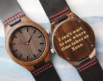 Thanks giving Sale! Engraved wooden watch for him,Personalized for him,Husband gift,Groomsmen gift,Father gift chrismas,Wooden watch for men