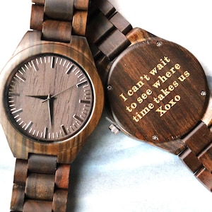 Personalized Engraved Wood Watch, Wooden Watch for Men, Husband Gift, Boyfriend Gift, Birthday Gifts for Him