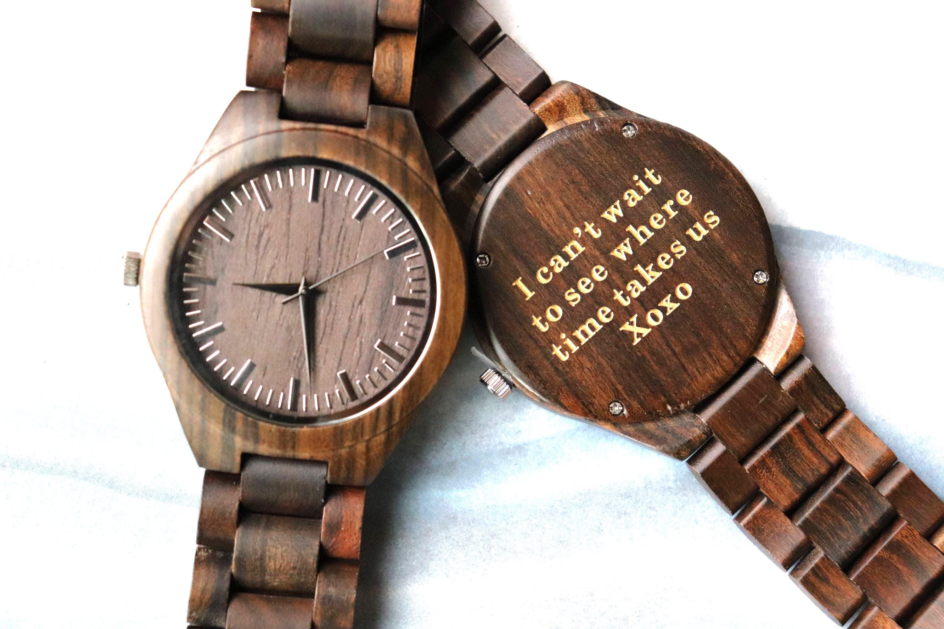 Personalized Engraved Wood Watch, Wooden Watch for Men, Husband Gift, Boyfriend Gift, Birthday Gifts for Him