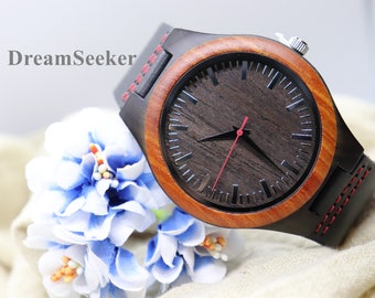 Montre en bois gravée pour lui, personnalisée pour lui, cadeau mari, cadeau garçons d'honneur, cadeau père noël, montre en bois pour homme, montre en bois gravé