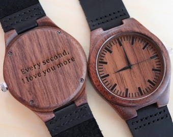 Engraved wooden watch for him,Personalized for him,Husband gift,Groomsmen gift,Father gift chrismas,Wooden watch for men,Engraved Wood Watch