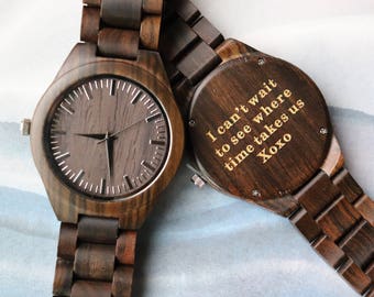 BIG SALE 50% OFF! Personalized Engraved Wood Watch, Wooden Watch for Men, Husband Gift, Boyfriend Gift, Birthday Gifts for Him