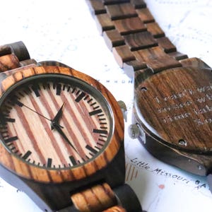 Engraved wooden watch for him, Personalized for him, Husband gift, Groomsmen gift, Father gift chrismas,Wooden watch for men,Zebra + Ebony