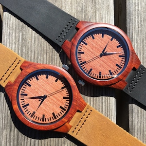 Husband Gift, Mens Wooden Watch, graduation gift, leather wood watch, Gifts for Him, Mens Gift, leather watch, Father Gift, Thanks giving
