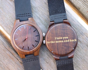 Holiday Sale! Engraved wooden watch for him,Personalized for him,Husband gift,Groomsmen gift,Father gift chrismas,Wooden watch for men