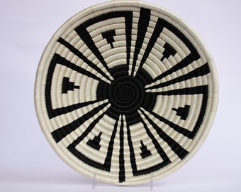 Jamba  African Wall Basket, Rwanda baskets, African Woven basket,  Black and White