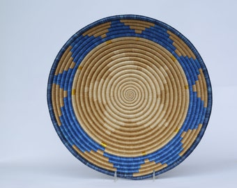 Lesego African Wall Basket, Rwanda baskets, African Woven basket,  Blue and brown