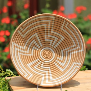 African Woven Wall Basket: Rwanda Sisal Fiber Art