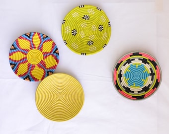 Set of 4 African Baskets, 12 Inches Each. African Baskets, Rwanda Baskets, Sets of Baskets, Large African baskets,