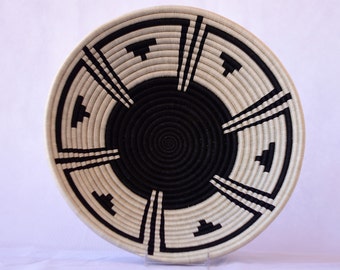 Ngabire basket 16" Rwanda Basket, African Basket. Black and White