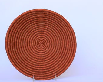 African Woven Wall Basket: Rwanda Sisal Decor (10")