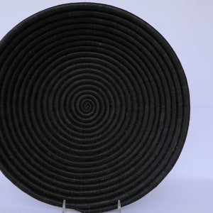 African basket, 16&quot; Rwanda Basket,  Karakara Wall baskets, Woven Bowl. Black