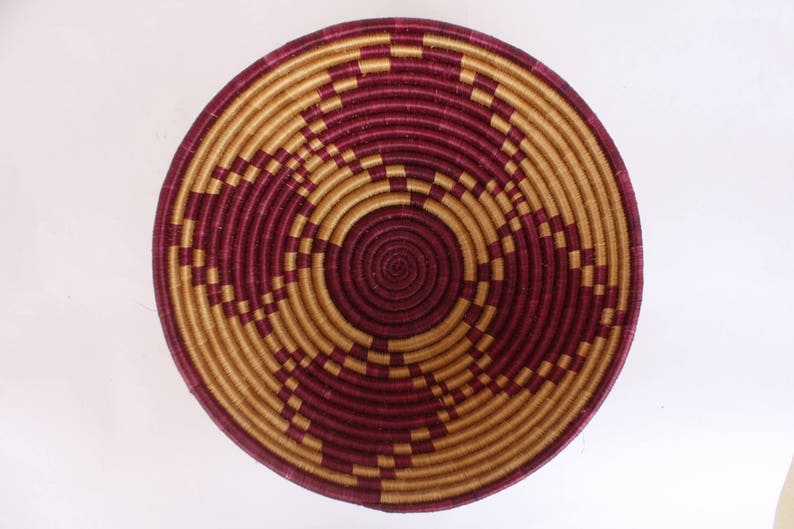 African Baskets Basket Woven Wall 12 Rwanda Decor Dark Red