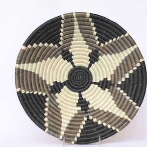 African large baskets. 12 Inches, African Woven basket, Rwanda Baskets,Nime. Gray and white