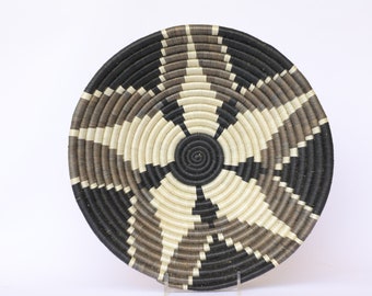 African large baskets. 12 Inches, African Woven basket, Rwanda Baskets,Nime. Gray and white