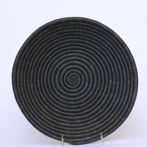 Wall decor. African Woven basket, Rwanda basket. Wall basket 10 inches. Shinga. Black