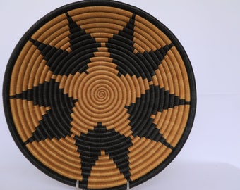 African Woven Wall Basket: Rwanda Sisal Fiber Art