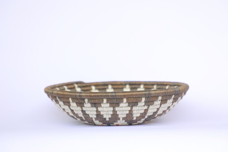 Kubi 10 African Baskets African Basket Rwanda Basket Woven Baskets African Woven basket Blue, brown and White image 3