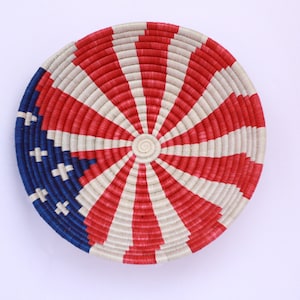 African Wall Basket, African Woven basket, Rwanda Baskets, African Decor, Colorful baskets , USA Flag, African Wall Hanging