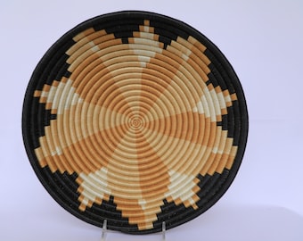 African Woven Wall Basket: Rwanda Sisal Fiber Art