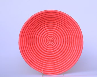 African Woven Wall Basket: Pink Rwanda Basket, 10 Inch