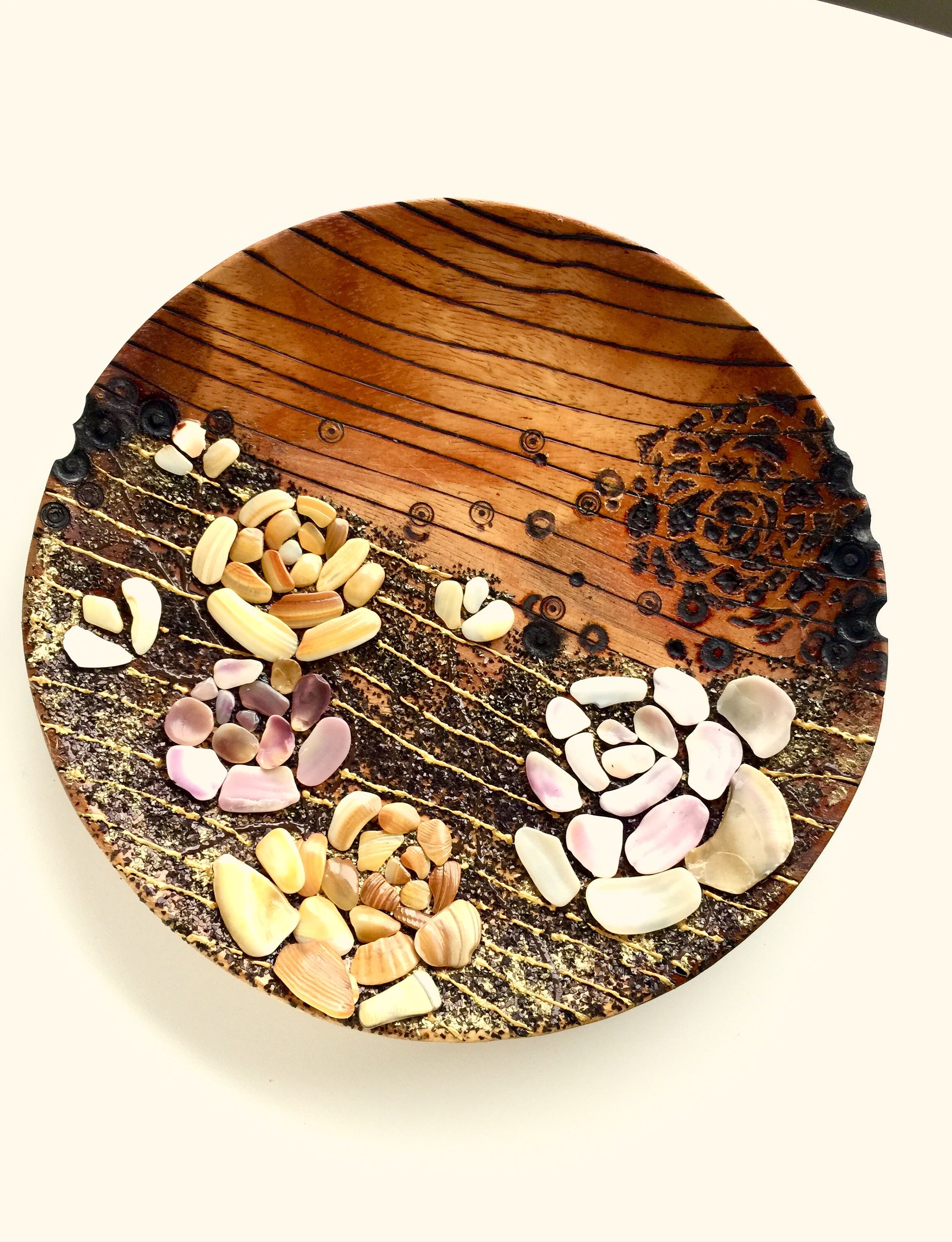 Wooden Plate Wood Burning Art Pyrography Sea Shell Art - Etsy Australia