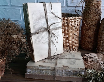 Paquete de libros vintage, decoración reciclada y accesorios para fotos (juego de 3)