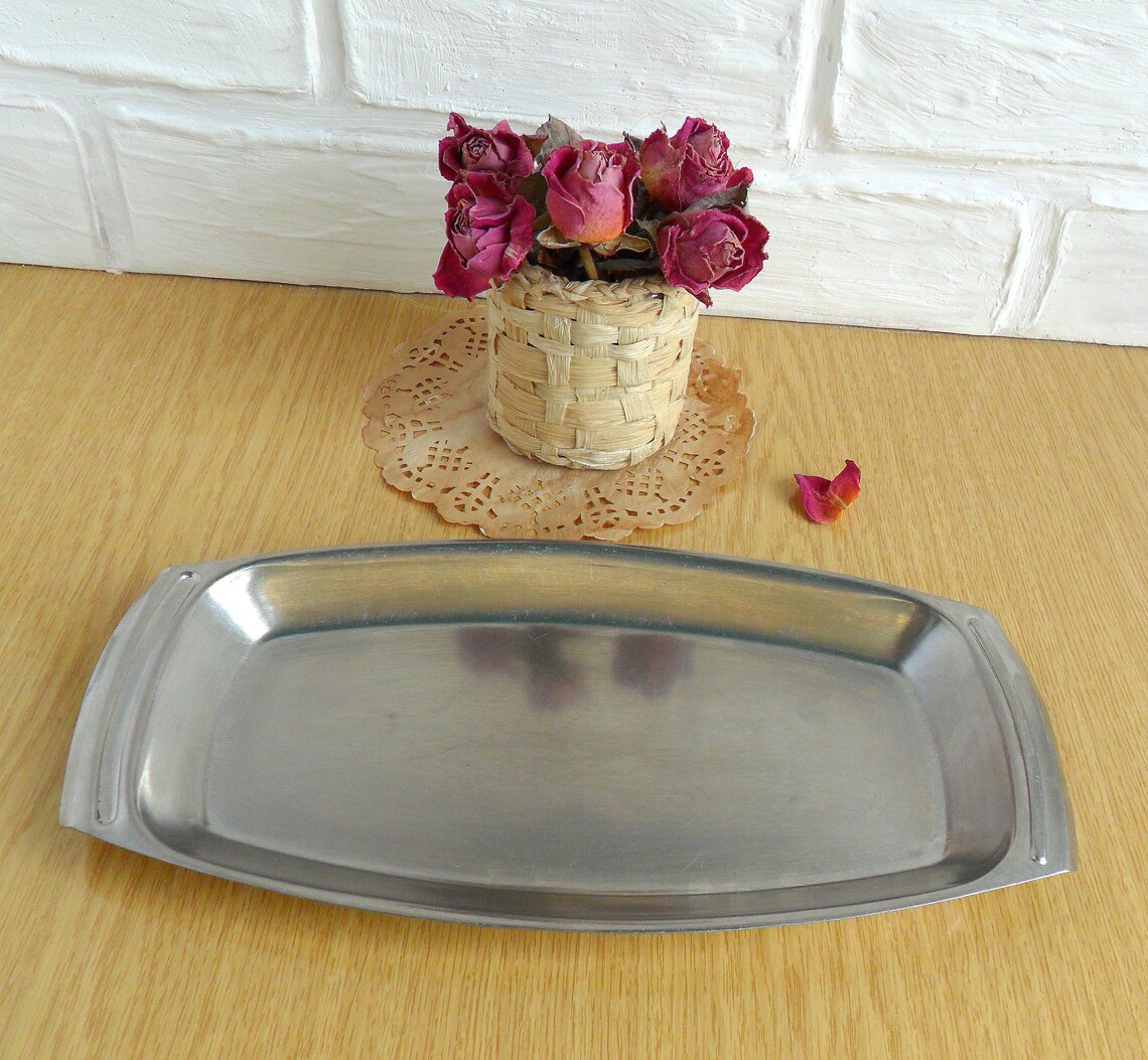 Stainless Steel Dish Minimal Plate Retro Soviet Metal Dish Etsy