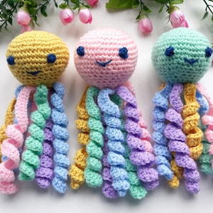 Crochet octopus for cats with catnip Pastel knitted jellyfish