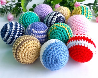 Set of 4 Crochet Small balls for dogs, cats. Knitted toys for puppies, kittens