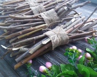 Wood sticks set of 20 pcs 12" long Branch bundle Rustic wedding table centerpieces Natural home decor Rustic wood forest Natural tree decor