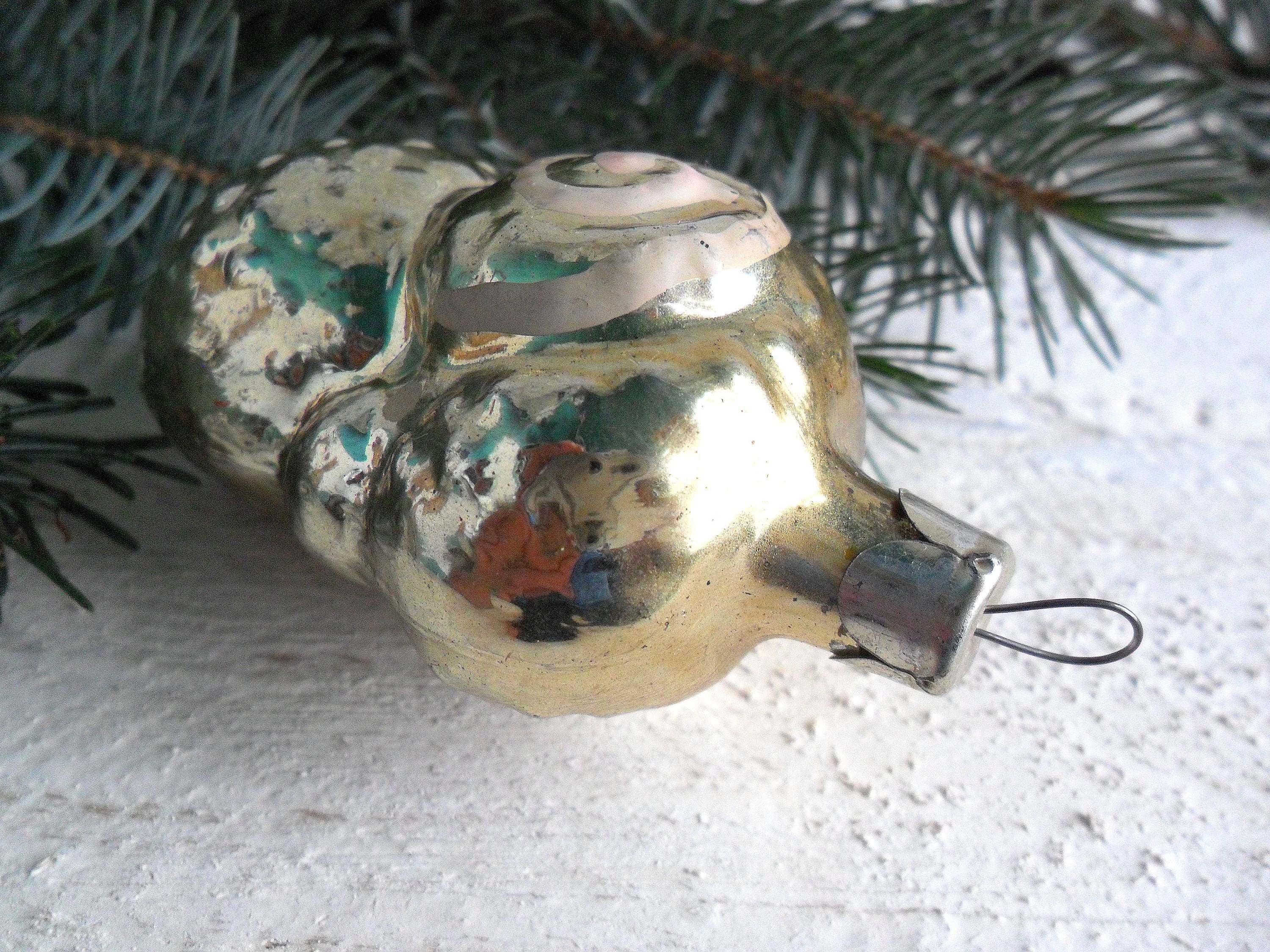 ヴィンテージガラスの羊のオーナメント、ソ連のクリスマスオーナメント