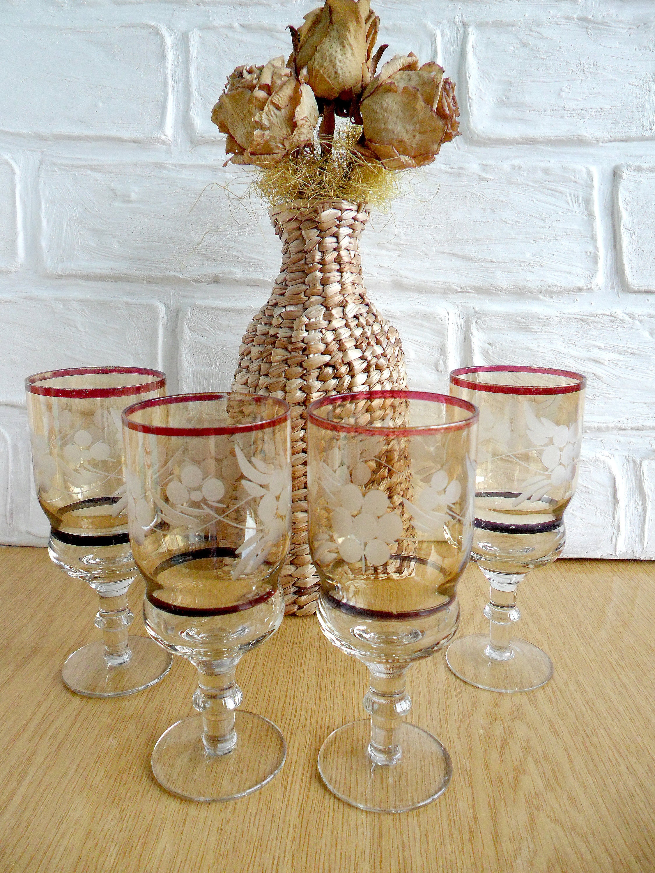Vintage stemware Champagne glasses Wine glasses Shot glasses Etsy