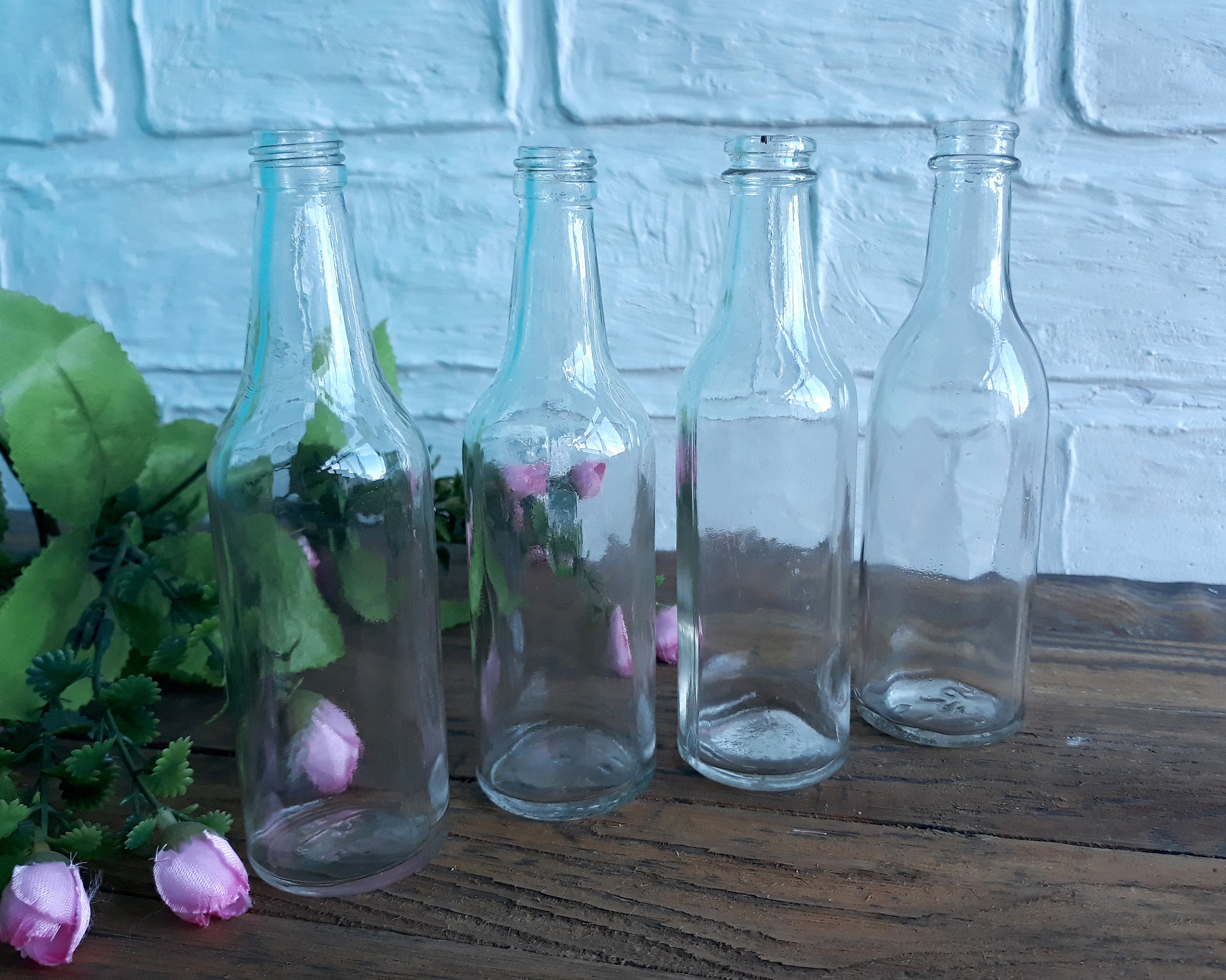 Set of 4 Miniature Mini Glass BOTTLES Unique vintage bitter Etsy