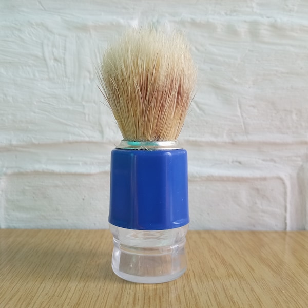 Vintage Shaving Brush, Mens Shaving Accessories, Blue Handle Shaving Brush