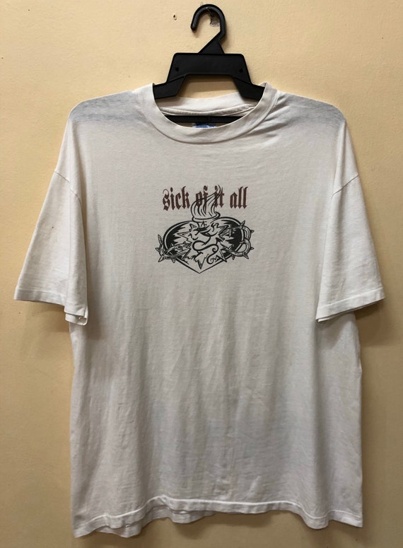 SICK OF IT ALL 90年代?ビンテージTシャツ L Vintage 90s Sick of It All Punk Band T Shirt Gorilla Biscuits