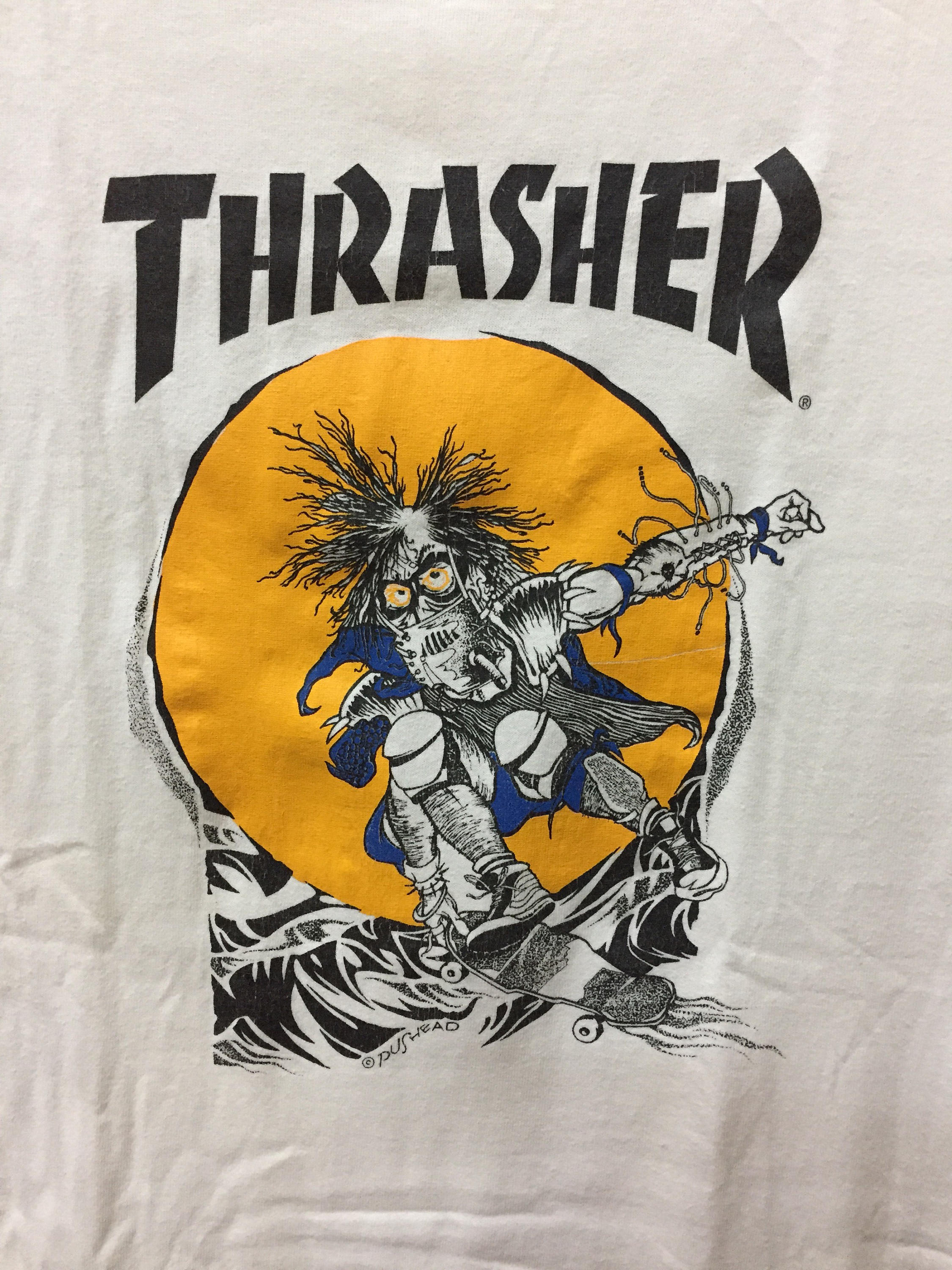 90s USA製THRASHER　ロゴTEE サイズMブラック　ヴィンテージ 90s USA製 THRASHER シングルステッチ プリント Tシャツ