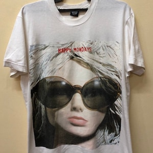 Camiseta vintage Happy Mondays dos anos 90, Oasis Pulp Blur, Radiohead, Manic Street Pregadores, The Verve, Elastica Suede, Supergrass Cast, Echo Belly