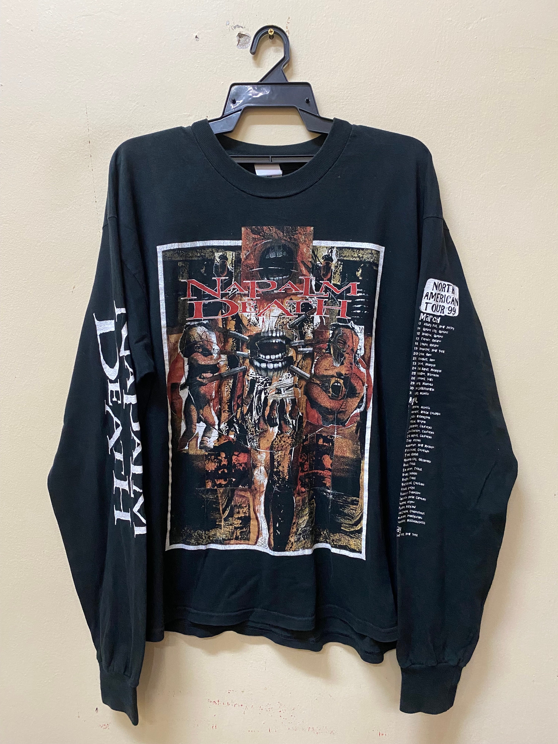 Vintage Napalm Death North American Tour 99 Metal Band Shirt