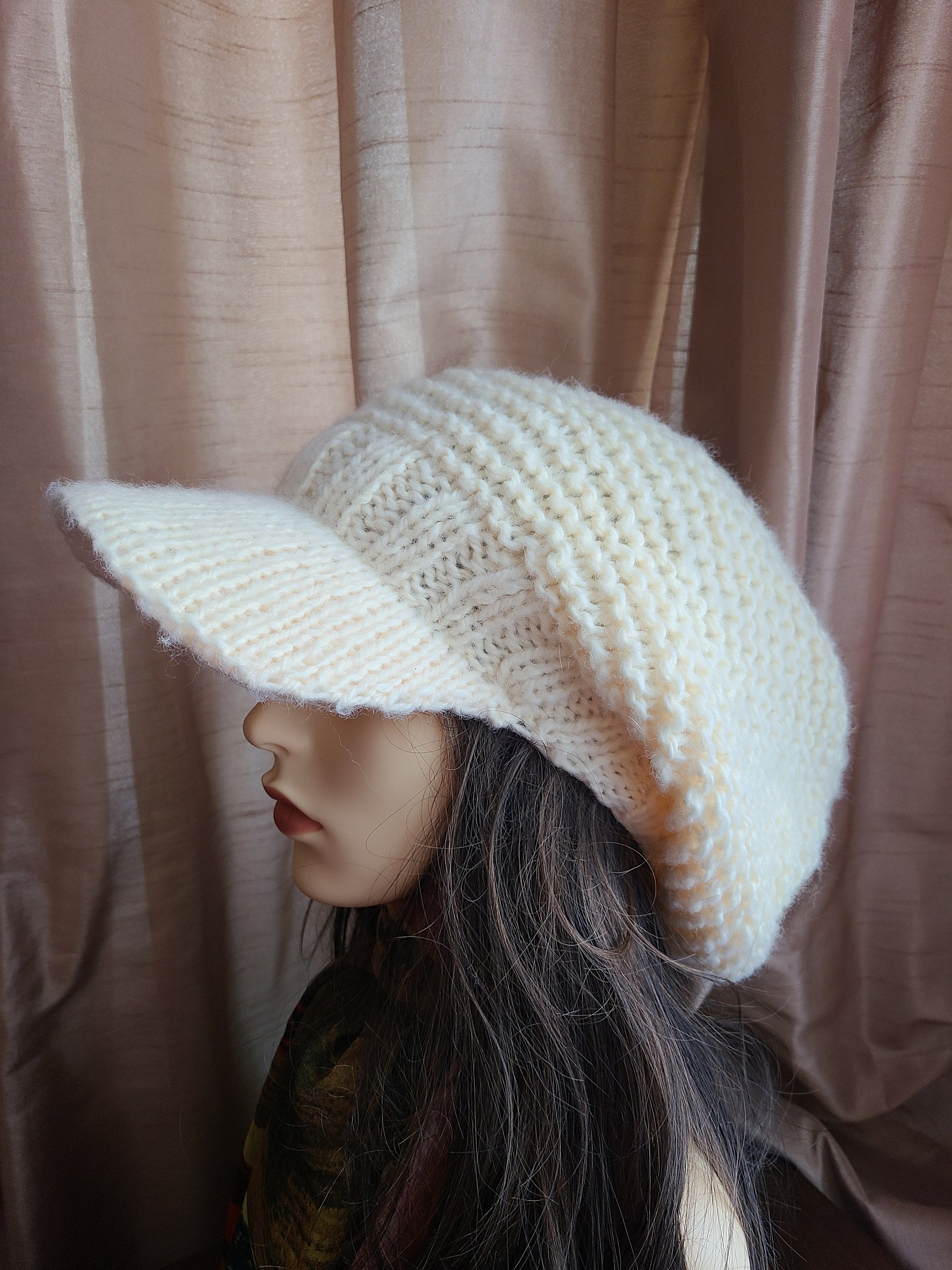 Crochet Pattern Ladies Knitted Hat With Peak Peaked Hat Knitting