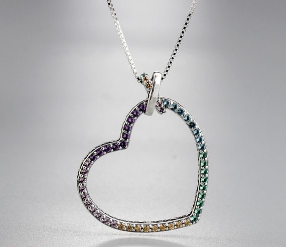 Multi-colored Heart Necklace \u0026 Pendant 