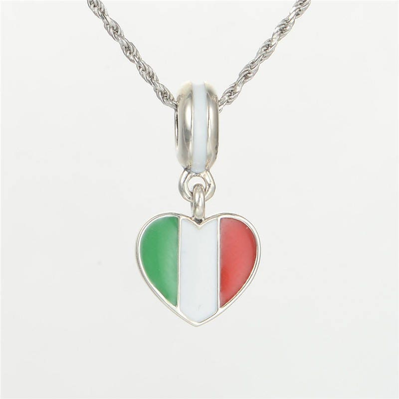 Italy Heart Flag Pendant Charm 925 Sterling Silver & Enamel Etsy Canada